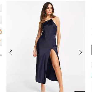 ASOS DESIGN One Shoulder Midaxi Dress - Navy